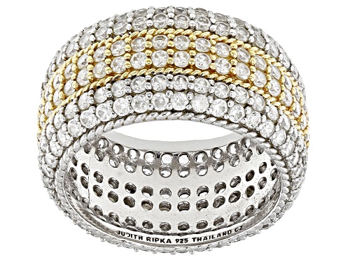 Judith Ripka 6.2ctw Bella Luce® Two-tone Rhodium Over Sterling Silver and 14K Gold Clad Ring - Size 8