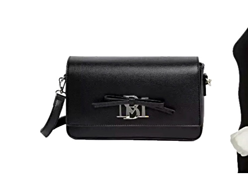 Badgley Mischka Small Size Rectangle Bag with BM Emblem and Ribbon. Model # BM-4043-BLK