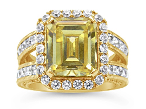 Judith Ripka 11.21ctw Canary and White Bella Luce® Diamond Simulant 14k Gold Clad Ring - Size 11
