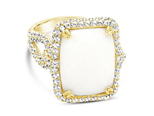 Judith Ripka 7.25ct White Agate And 2.63ctw Bella Luce 14K Gold Clad Ring - Size 11
