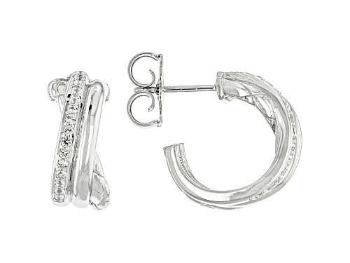 Judith Ripka 0.36ctw White Topaz Rhodium Over Sterling Silver Overlapping Hoop Earrings
