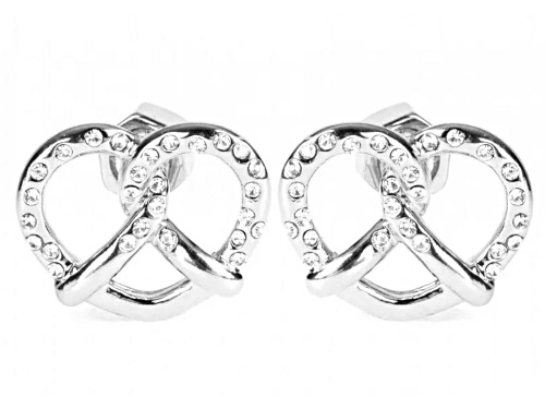 Marc by Marc Jacobs Silver Tone Pretzel with Crystal Accent Stud Earrings