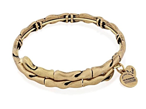 Alex and Ani Water Metal Wrap Rafaelian Gold Tone Bracelet - Size 7