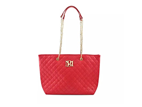 Badgley Mischka Large Quilted Tote in Red. Model # BMH-108-RED
