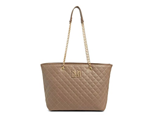 Badgley Mischka Large Quilted Tote in Taupe. Model # BMH-108-TAU
