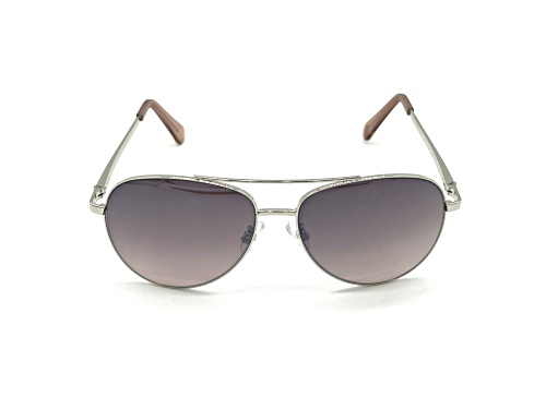 BCBG Silver Tone/Gray Brown Gradient Aviator Sunglasses