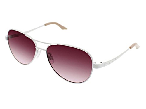 Steve Madden White/Cranberry  Aviator Sunglasses
