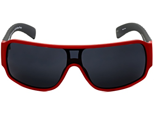 Timberland Matte Red and Gray/Smoke Polarized Shield Sunglasses