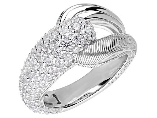 Judith Ripka 2.60ctw Bella Luce® Diamond Simulant Rhodium Over Sterling Silver Pave Link Ring - Size 6