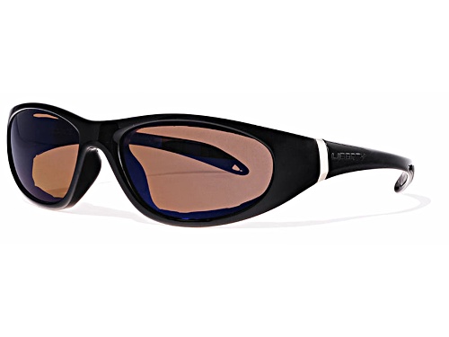 Liberty Sport Shiny Black/Brown Wrap Sunglasses