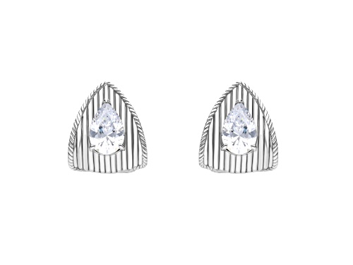Judith Ripka 12.10ctw Bella Luce® Reversible Rhodium Over Sterling Silver Huggie Earrings