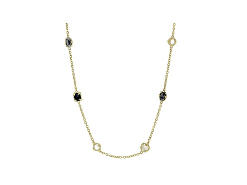 Judith Ripka Magnetite, Black Onyx, and Rock Crystal Quartz 14k Gold Clad Ambrosia Necklace - Size 34