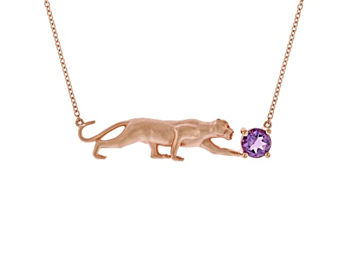 1.85ct Amethyst Rhodium And 18k Rose Gold Over Palladium Sterling Silver Panther Necklace - Size 18
