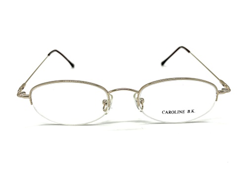 Caroline B.K. Gold Tone Eyeglasses Frame / Clear Lenses w/ Magnetic Brown Sunglasses Attachment