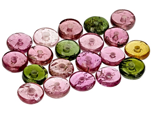 Multi-Color Tourmaline 4.5mm Thin Rondelle Beads Set of 20 6.00ctw