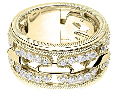 Judith Ripka 1.50ctw Bella Luce® Diamond Simulant 14K Yellow Gold Clad Linked Band Ring - Size 11