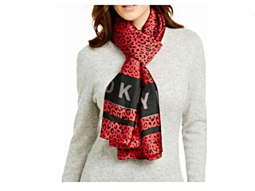 DKNY Red Leopard Scarf