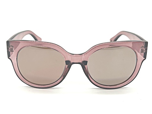 BCBG Translucent Pink Frame/Brown Lens Round Sunglasses