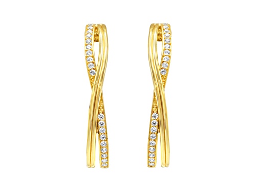 Judith Ripka 1.06ctw Round Bella Luce Diamond Simulant 14K Gold Clad Earrings