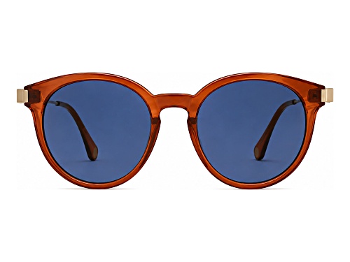 BCBG Shiny Milky Orange Brown Cat Eye Frame / Blue Lenses Sunglasses
