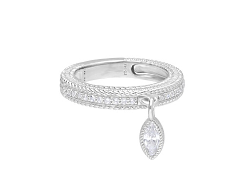 Judith Ripka 1.0ctw Bella Luce® Diamond Simulant Rhodium Over Sterling Silver Marquise Charm Ring - Size 6