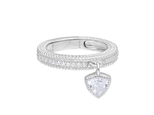 Judith Ripka 1.0ctw Bella Luce® Diamond Simulant Rhodium Over Sterling Silver Trillion Charm Ring - Size 6