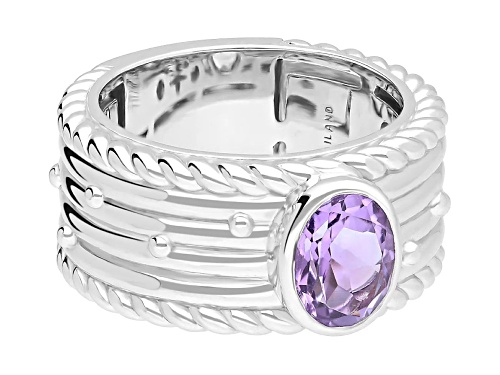 Judith Ripka "Ballroom" 1.10ct Amethyst Rhodium Over Sterling Silver Band Ring - Size 5