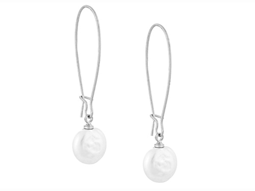 the sak Silver Tone Pearl Accent Thread Drop Earrings