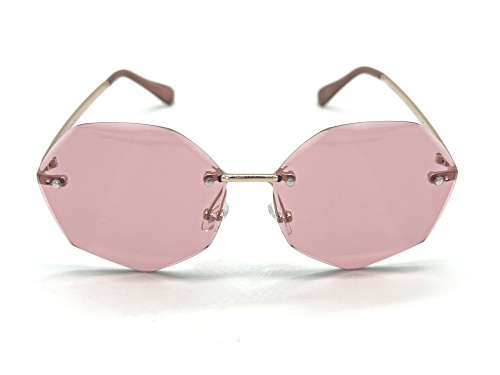 BCBG Silver Tone/Pink Octagon Round Sunglasses
