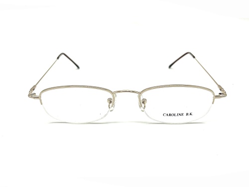 Caroline B.K. Silver Tone Eyeglasses Frame /Clear Lenses w/ Magnetic Gray Sunglasses Attachment