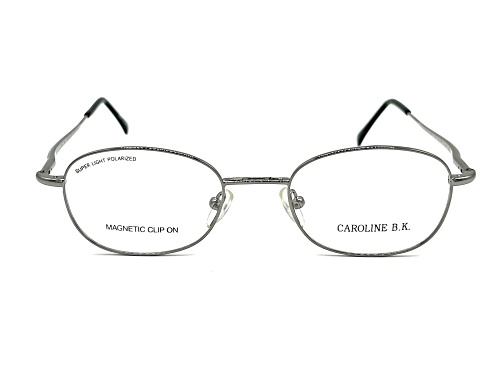 Caroline B.K. Silver Tone Eyeglasses Frame/ Clear Demo Lenses with Magnetic Gray Sunglasses