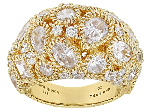 Judith Ripka 8.30ctw Bella Luce® Diamond Simulant 14K Gold Clad Dome Ring - Size 10