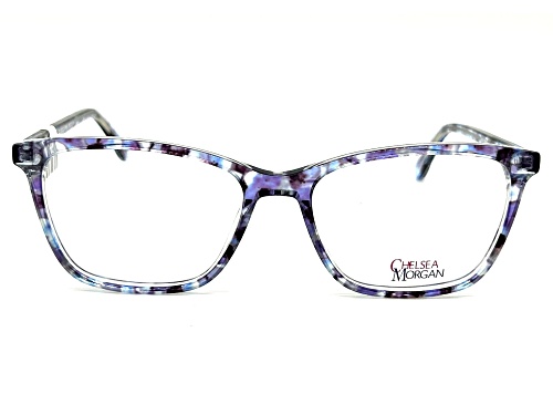 Chelsea Morgan Blue and Purple Tortoise Square Frame / Clear Demo Lenses Eyeglasses