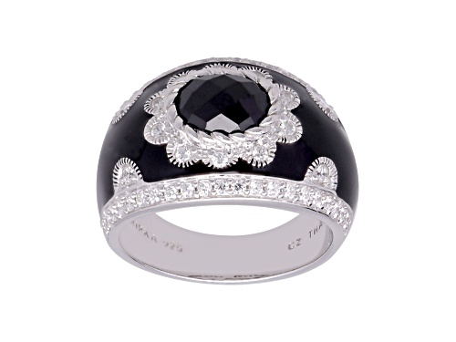 Judith Ripka 2.7ctw Black Spinel and Bella Luce Diamond Simulant Rhodium Over Sterling Silver Ring - Size 11