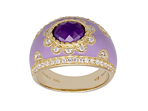 Judith Ripka 1.00ct Oval Amethyst and 0.93ctw Bella Luce® 14K Gold Clad Ring - Size 5