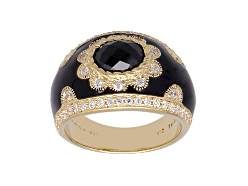Judith Ripka 1.78ct Black Spinel And 0.93ctw Bella Luce® Diamond Simulant 14K Gold Clad Ring - Size 5