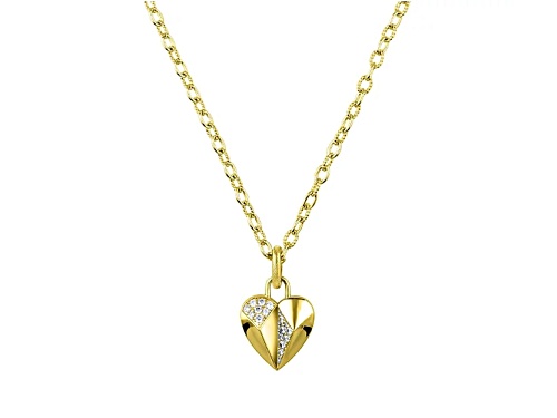Judith Ripka 1.05ctw Bella Luce® Diamond Simulant 14k Yellow Gold Clad Heart Necklace - Size 20