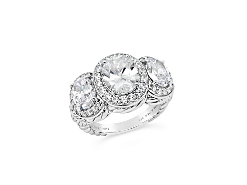 Judith Ripka 10.48ctw Oval and Round Bella Luce Diamond Simulant Rhodium Over Sterling Silver Ring - Size 10
