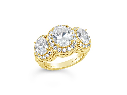 Judith Ripka 10.48ctw Oval and Round Bella Luce Diamond Simulant 14K Gold Clad Ring - Size 5