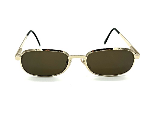 Caroline B.K. Gold Tone Oval Frame / Brown Lenses Sunglasses