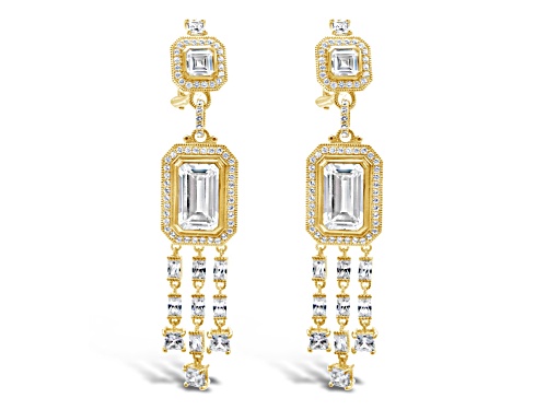 Judith Ripka 13.57ctw Multi-Shape Bella Luce Diamond Simulant 14K Gold Clad Earrings