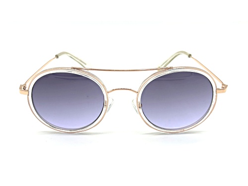 BCBG Rose Gold Tone /Blue Round Sunglasses