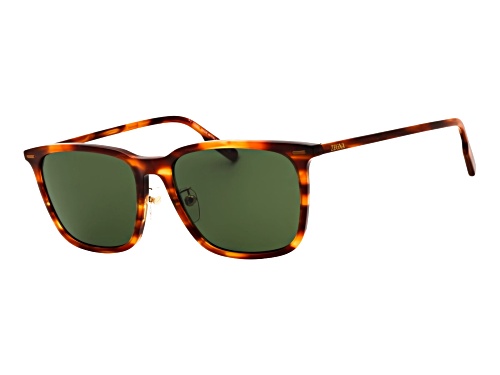Ermenegildo Zegna Men's Havana Rectangular Frame / Green Lenses Sunglasses