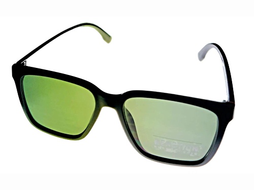 Kenneth Cole Reaction Men's Rectangular Black Frame / Green Lenses Sunglasses