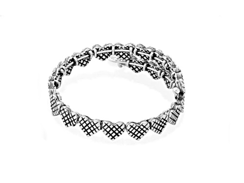 Alex and Ani Romance Hearts Rafaelian Silver Wrap Bracelet - Size 7