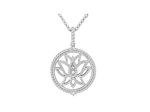 Judith Ripka Rhodium Over Sterling Silver Lotus Flower Necklace with White Topaz Accents - Size 18