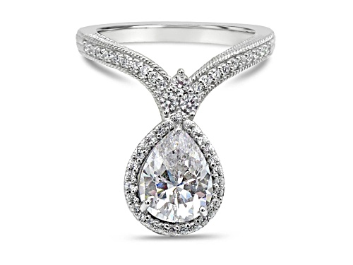 Judith Ripka 3.32ctw Pear Bella Luce Diamond Simulant Rhodium Over Sterling Silver Ring - Size 5