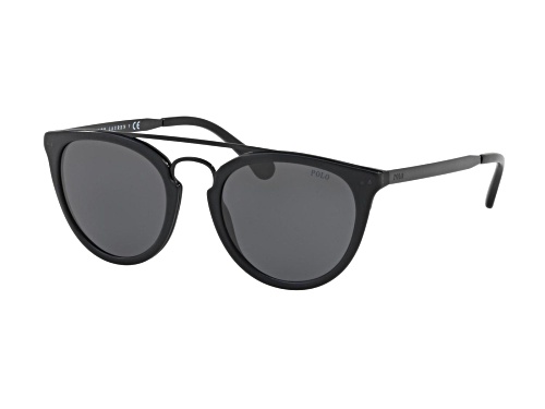 Ralph Lauren Matte Black Round/Gray Metal Sunglasses