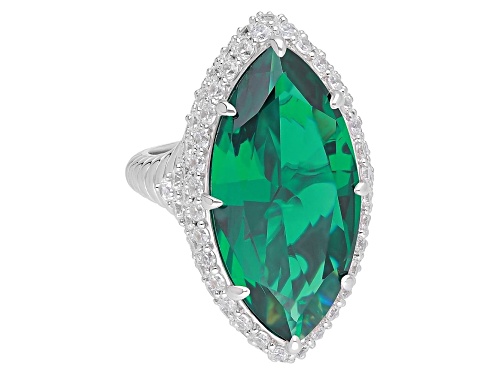 Judith Ripka 15.00ct Emerald Simulant & 5.00ctw Bella Luce® Rhodium Over Sterling Silver Ring - Size 5