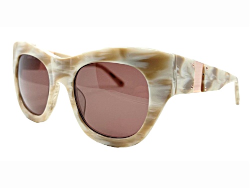 L.A.M.B. by Gwen Stefani Cat Eye Beige Marble Frame / Brown Lenses Sunglasses